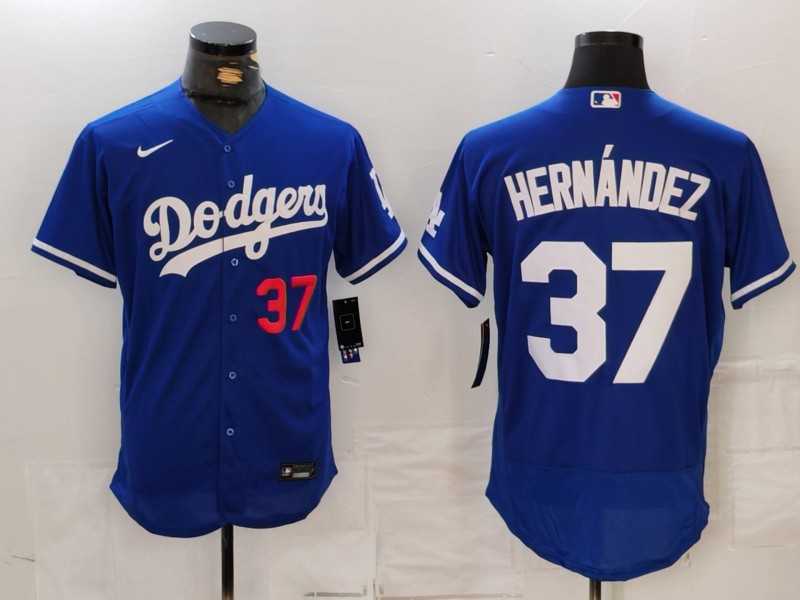 Men%27s Los Angeles Dodgers #37 Teoscar Hernandez Number Blue Flex Base Stitched Jersey->los angeles dodgers->MLB Jersey
